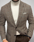 Men's slim fit British style suit jacket with two buttons and top-stitched pockets