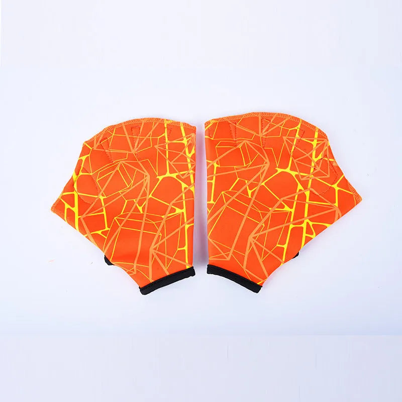 Duck feet webbed swimming gloves in various colour prints with nylon construction