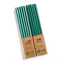 Green hexagonal wooden pencils showing HB and 2B markings with standard pencil length