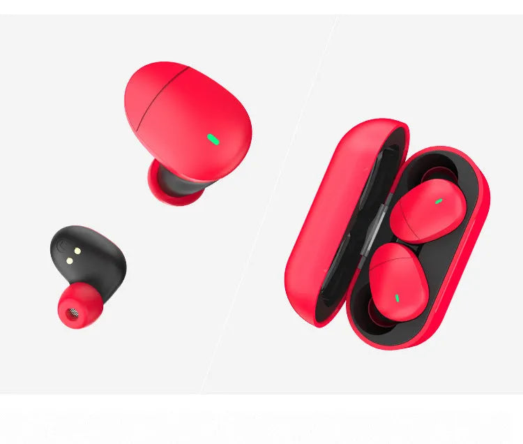 Flame red Qualcomm TWS 3040 true wireless Bluetooth 5.2 earbuds with charging cable