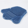 Blue silicone bath massage mat with textured surface for exfoliation