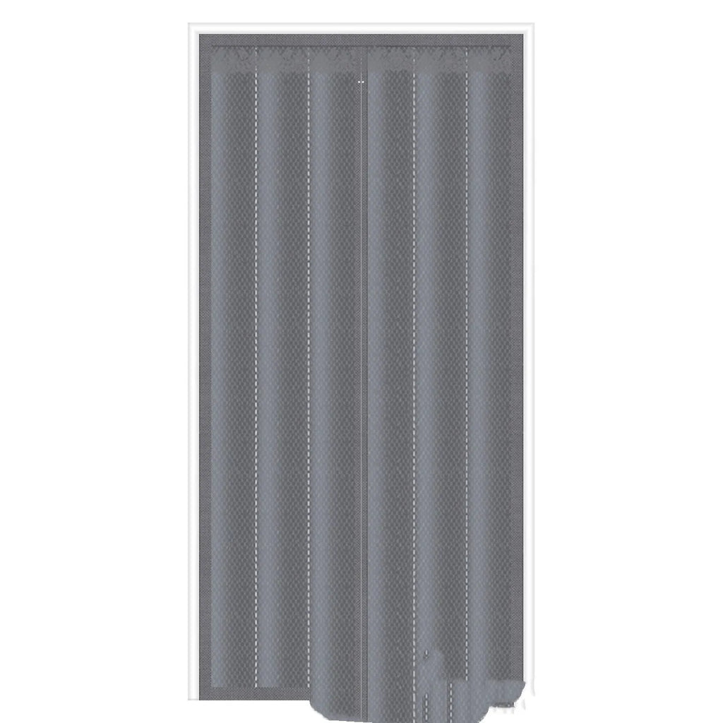 New Chinese style cotton door curtain with magnetic strip seal in grey diamond lattice pattern.
