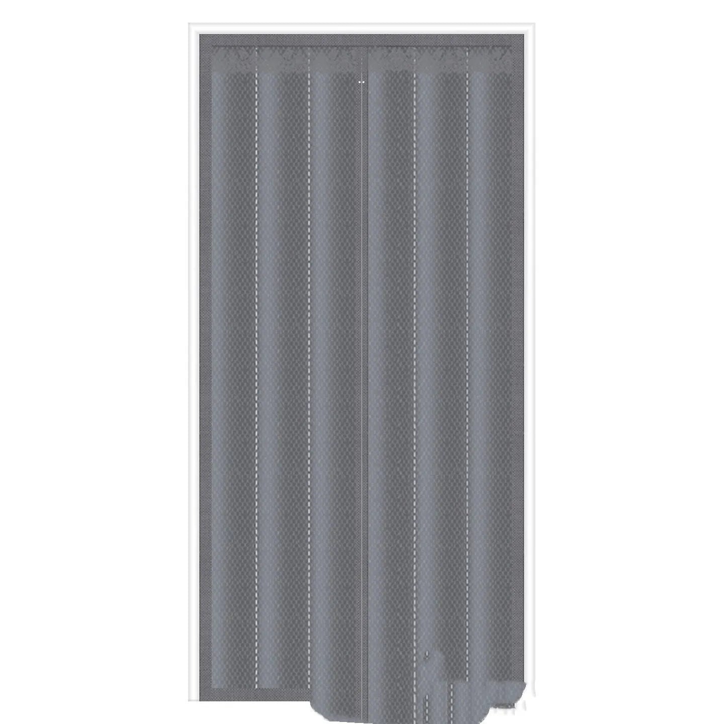 New Chinese style cotton door curtain with magnetic strip seal in grey diamond lattice pattern.