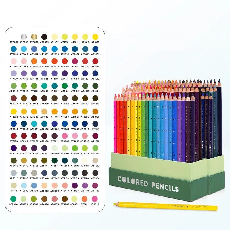 Boxed set of 72 or 126 coloured pencils with basswood holders for art students.