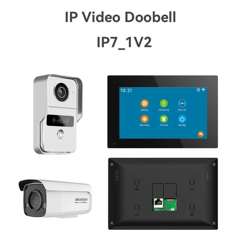 10-inch video intercom doorbell system with outdoor camera unit and indoor display monitor