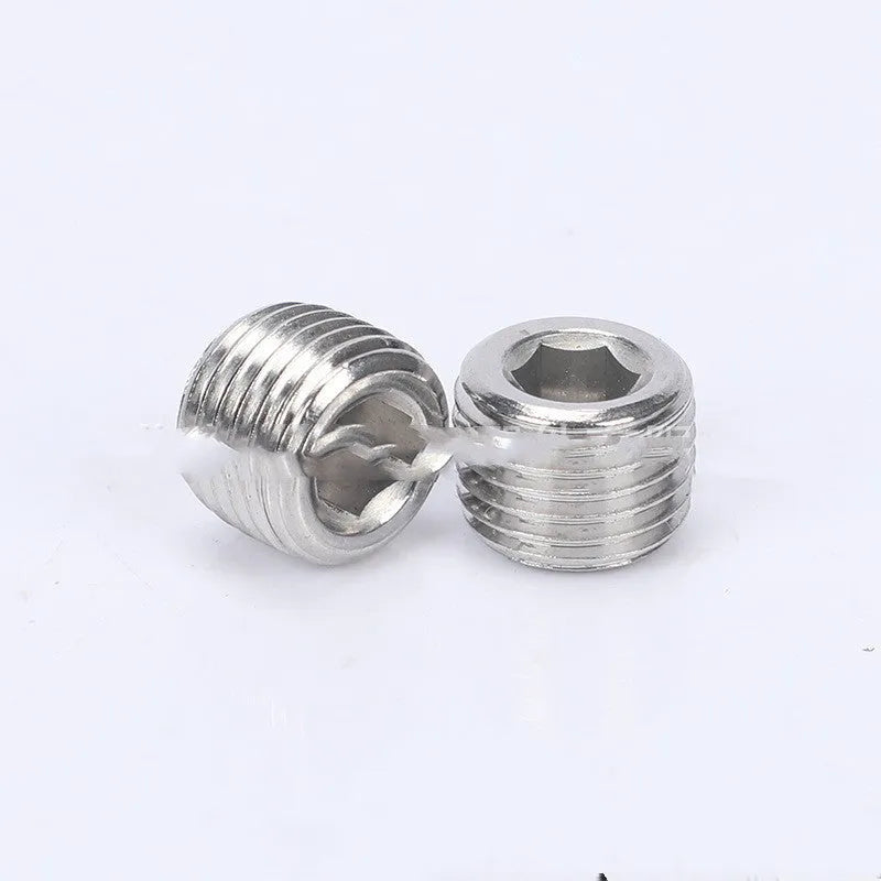 Stainless steel hexagon plug with 3/8 inch thread for pipe bulkhead sealing