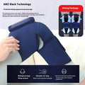 Airbag Blue self-heating knee massager showing wrap-around design for hot compress, vibration, and air pressure functions.