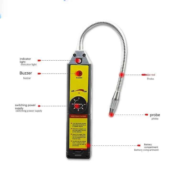 WJL-6000 halogen refrigerant electronic leak detector with extended probe for car air conditioning diagnostics
