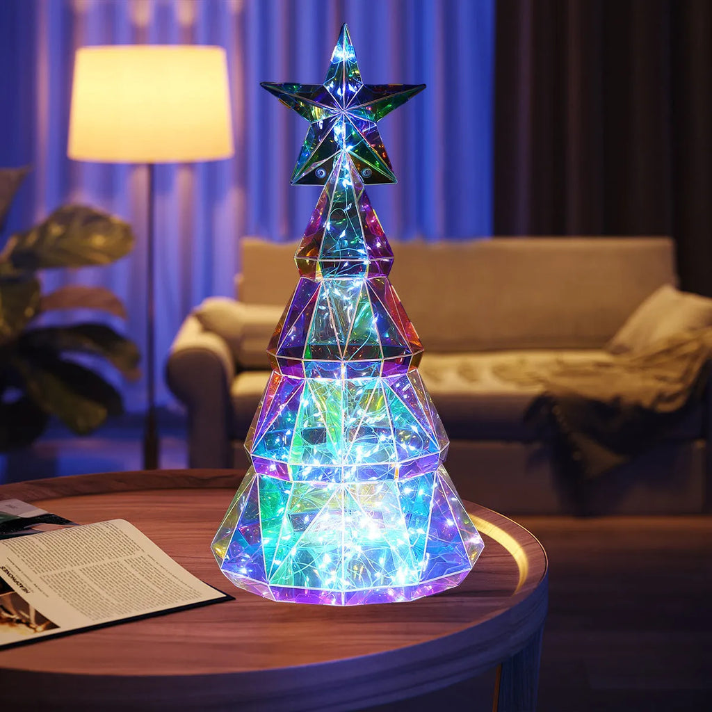 PET material colourful cartoon Christmas tree luminous decoration measuring 14.5×4.8×20cm