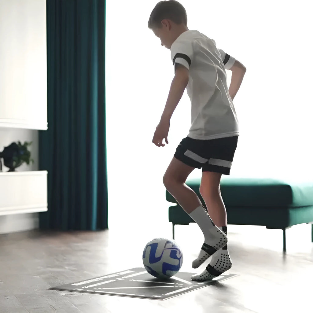 Black rubber football training mat 60cm by 90cm non-slip surface