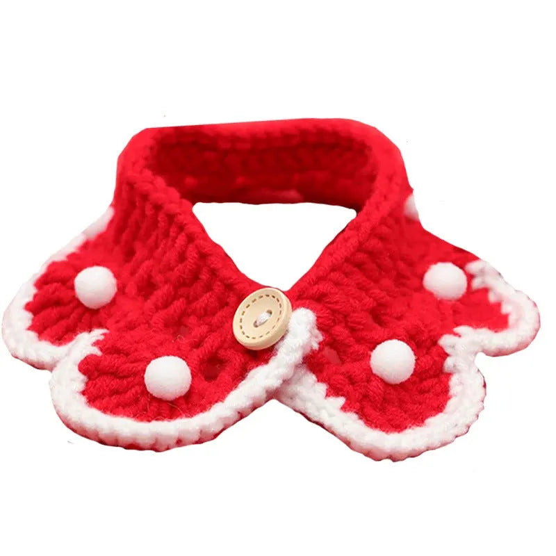 Knitted pet collar with cartoon pattern in milk cotton material showing size options
