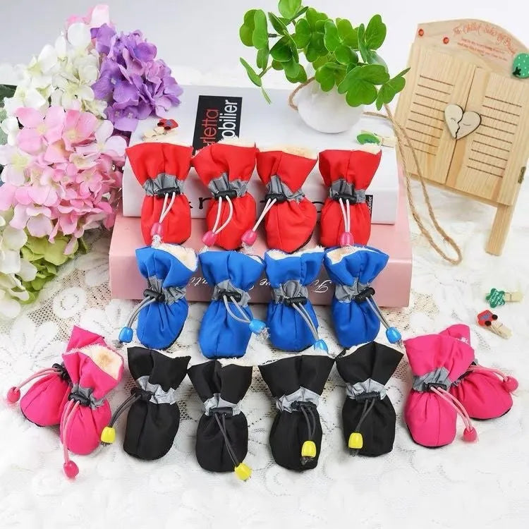 Four seasons breathable cloth dog shoes with soft sole in multiple colour options