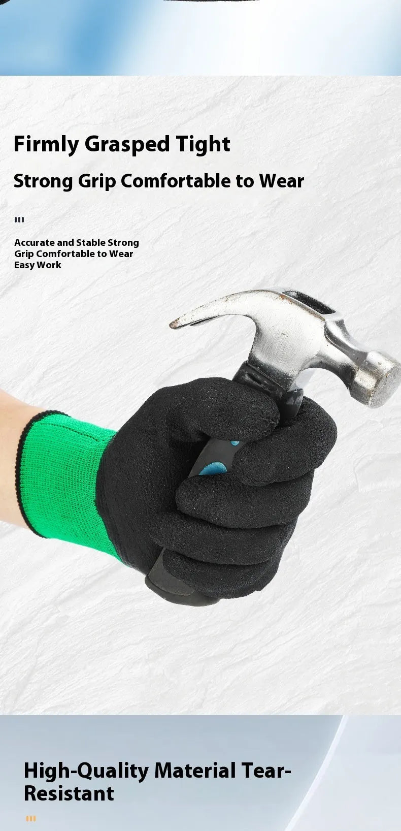 A pair of black and green rubber work gloves with a textured, non-slip surface.