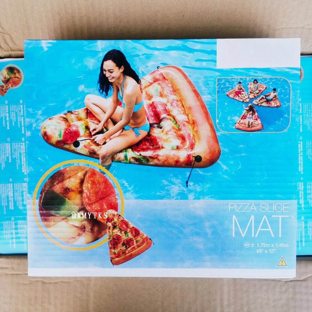 PVC inflatable pizza-shaped surfboard recliner measuring 175cm long for pool lounging