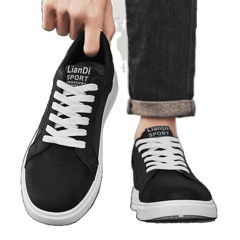 Men's snake pattern PU casual sneakers with high-cut ankle and rubber sole in black colour