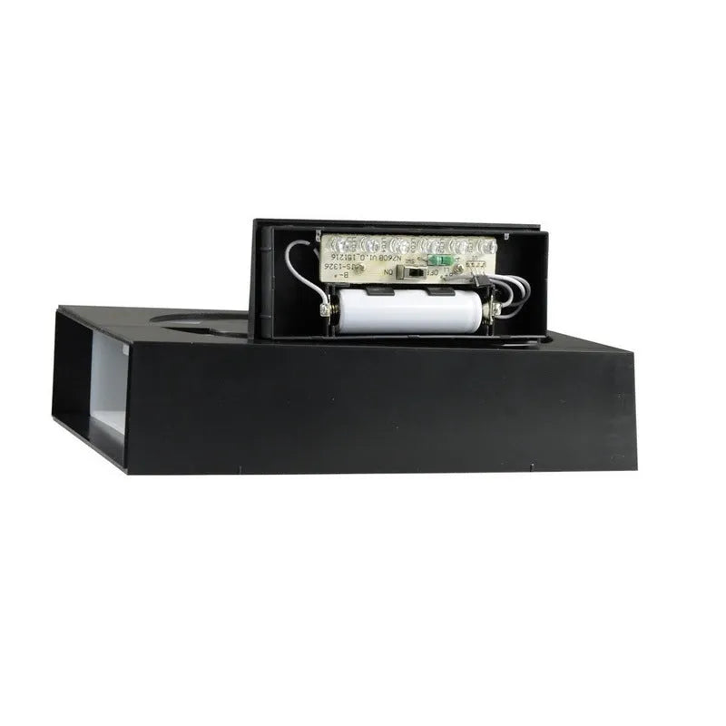 Solar powered house number lamp with LED lights showing clear digital display for outdoor address visibility