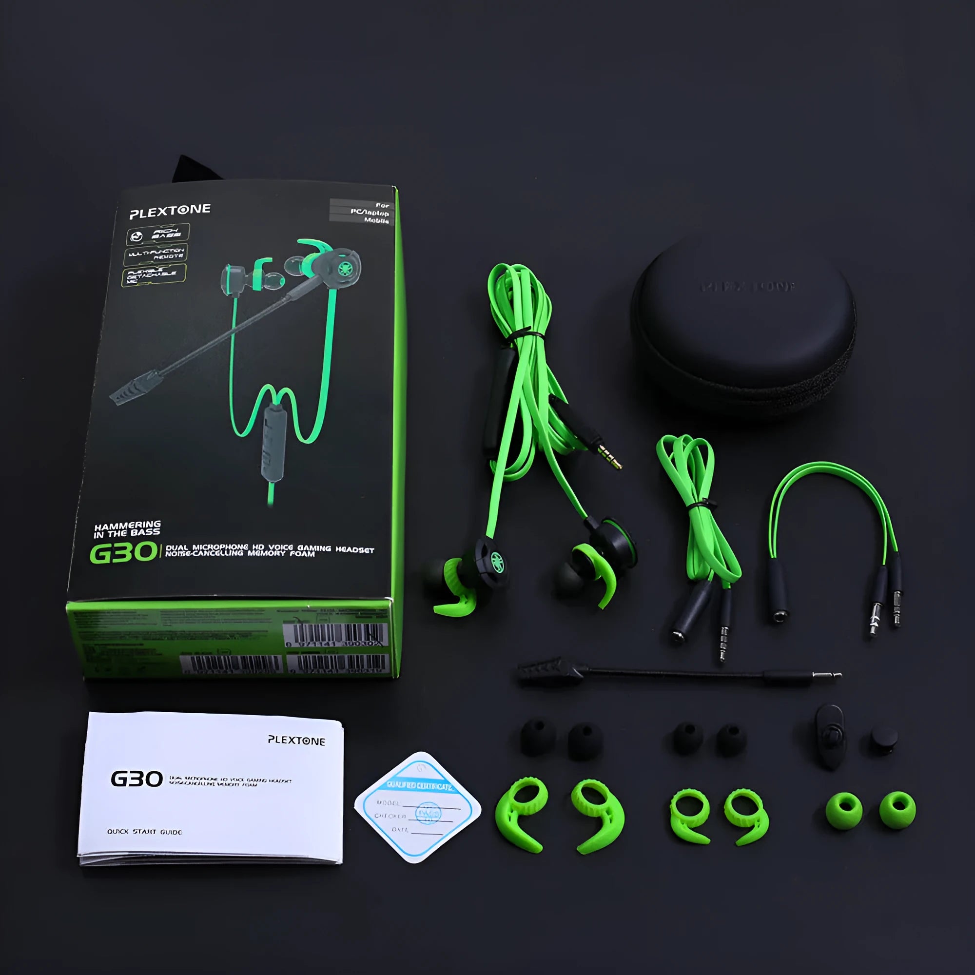 Shuangmai wired in-ear computer gaming headset with 1.5 metre cable in black, green, or red