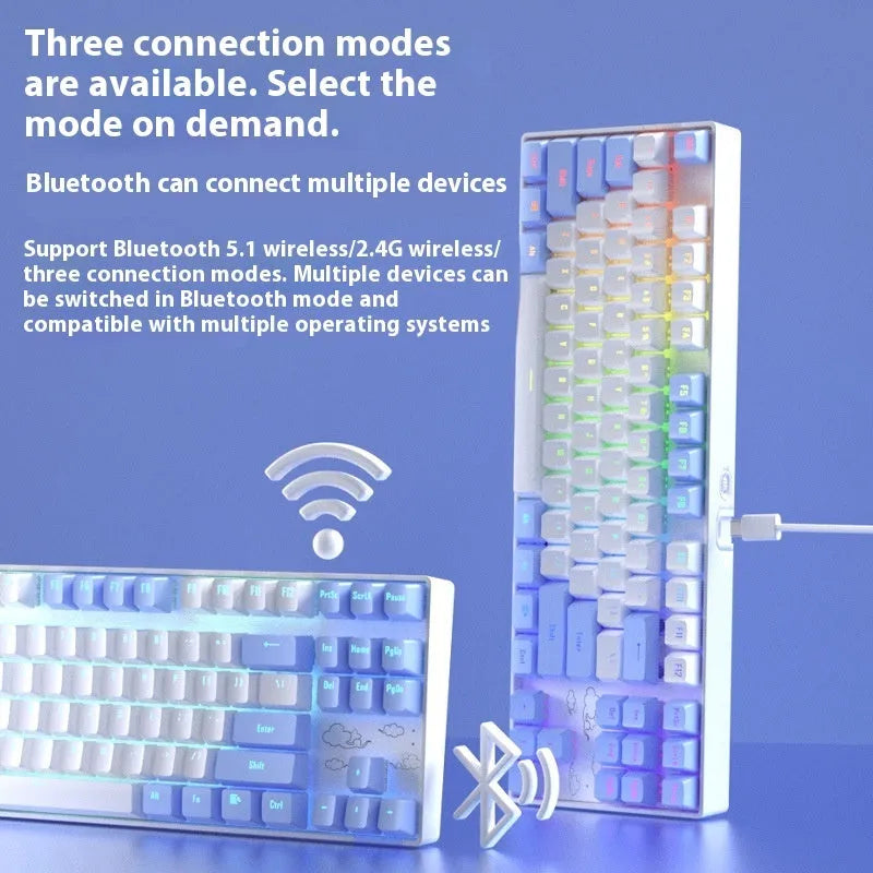 Wireless Bluetooth mechanical keyboard with metal construction and backlit keys