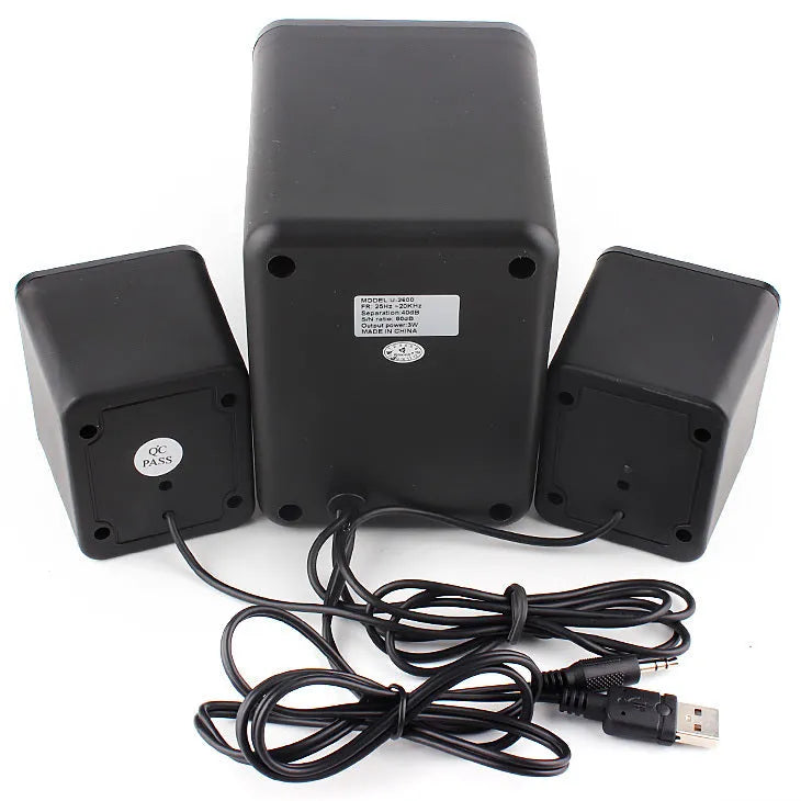 Green 2.1 USB computer speaker with colourful glowing lights and 150cm cable
