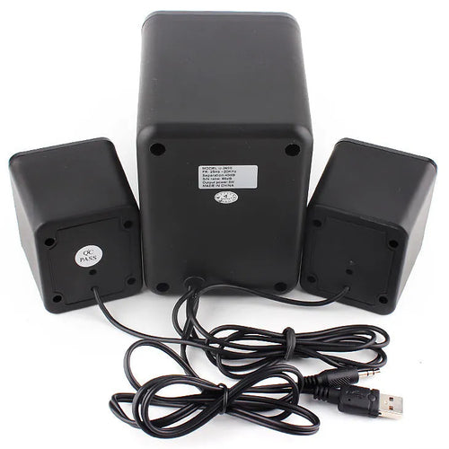 Green 2.1 USB computer speaker with colourful glowing lights and 150cm cable