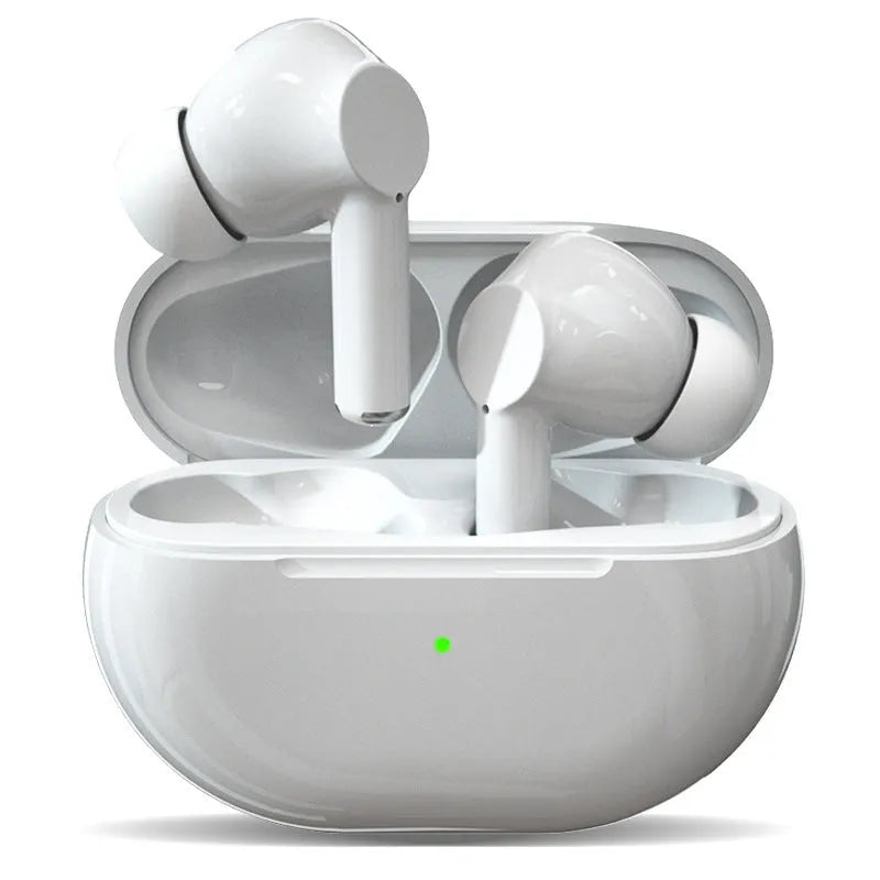 Pro4 Bluetooth wireless headset and charging case in black or white colour options.