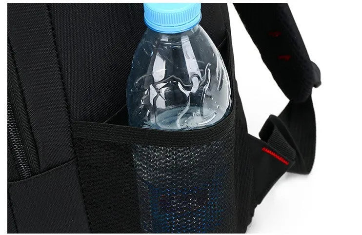 Blue Oxford fabric backpack for teenagers with breathable straps and side pockets