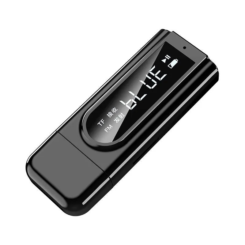 Black USB car FM Bluetooth receiver with AUX port for MP3 playback