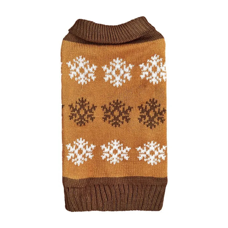 Grey and dark brown knitted acrylic Christmas dog sweater for seasonal pet parties