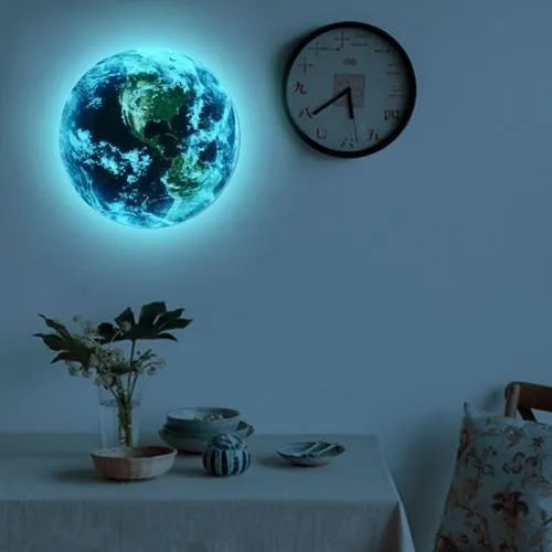 Glow in the dark Earth planet wall sticker in 10cm, 20cm and 30cm diameter sizes.