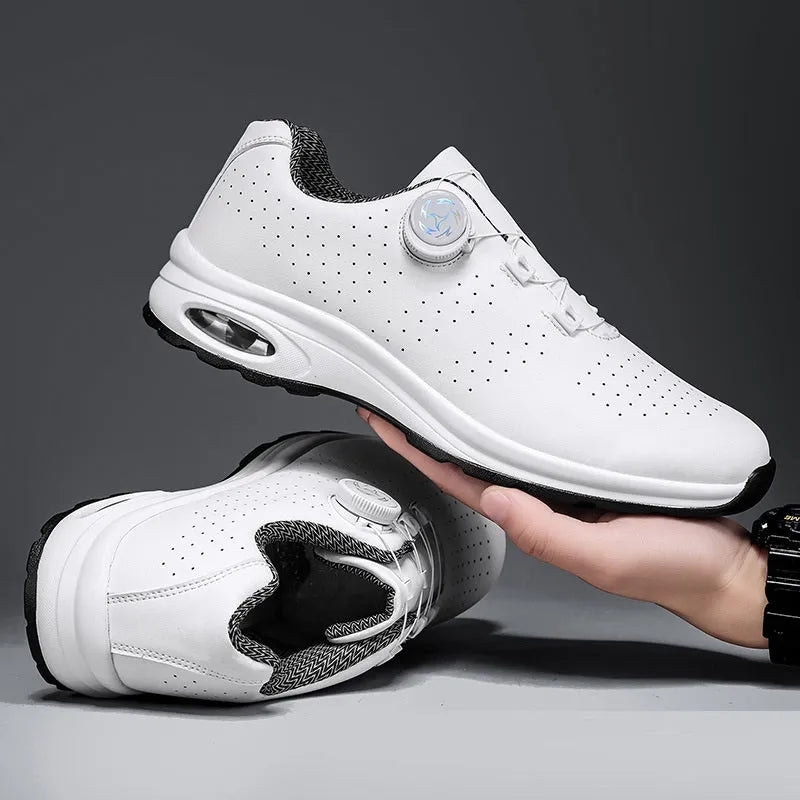 Low top casual shoes in black mesh with cross shoulder straps and white composite sole