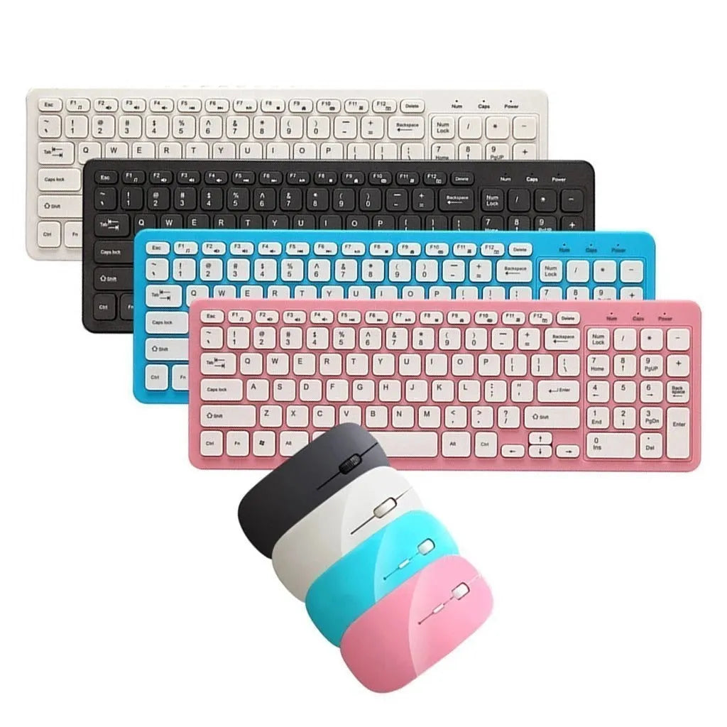 Wireless keyboard and mouse set in choice of colours with 96 keys and three-speed DPI mouse