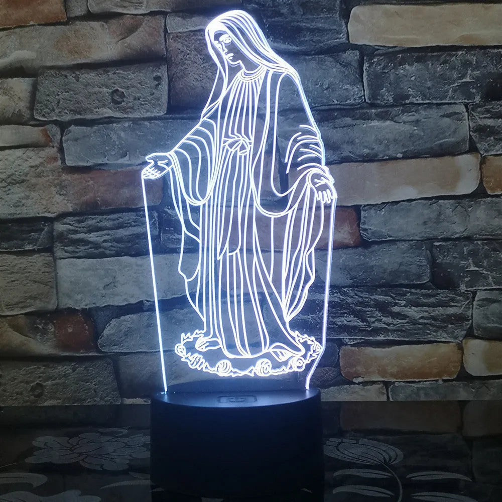 3D LED night light with laser engraved acrylic showing dual ring pattern and colourful illumination
