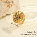Geometric titanium steel ring with pleated diamond detailing and adjustable open mouth design