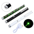 Light green 5mW aluminium alloy laser pointer pen on a dark surface