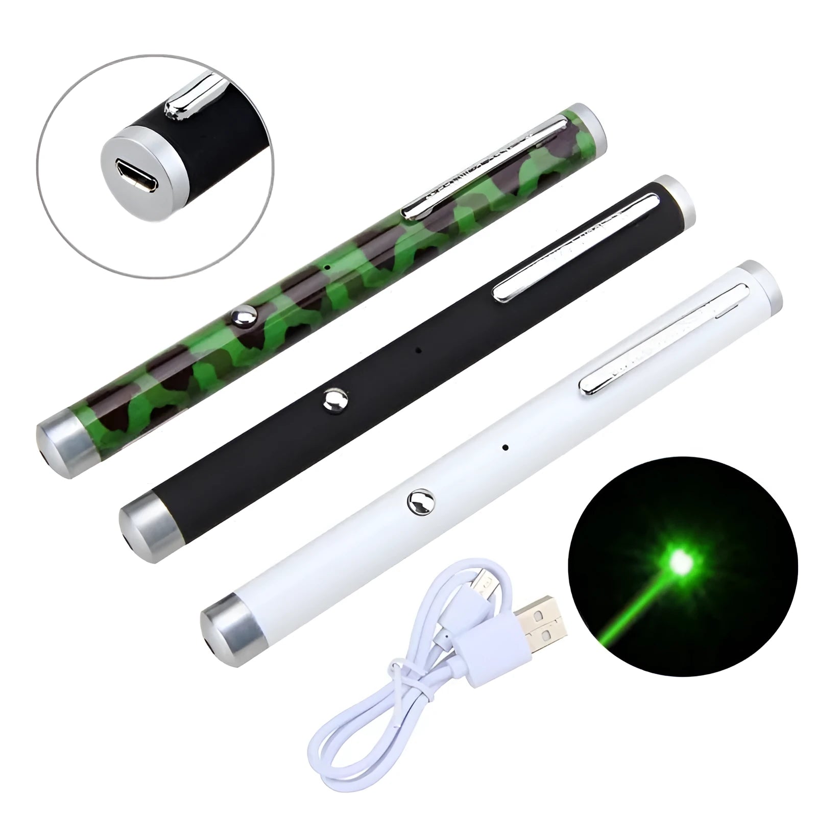 Light green 5mW aluminium alloy laser pointer pen on a dark surface