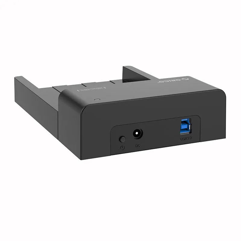 Black plastic 2.5-inch SATA hard drive enclosure with USB 3.0 cable for portable external storage