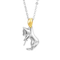 925 sterling silver clavicle necklace with electroplated cat pendant in multiple colour options