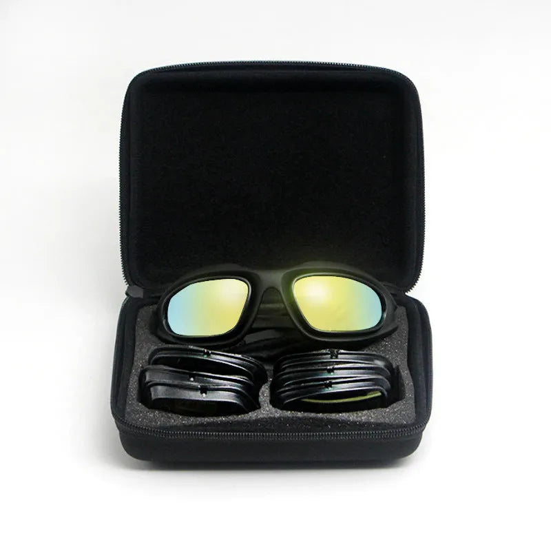 Tactical polarized sunglasses with full-rim PC sports frame for outdoor cycling and dust protection