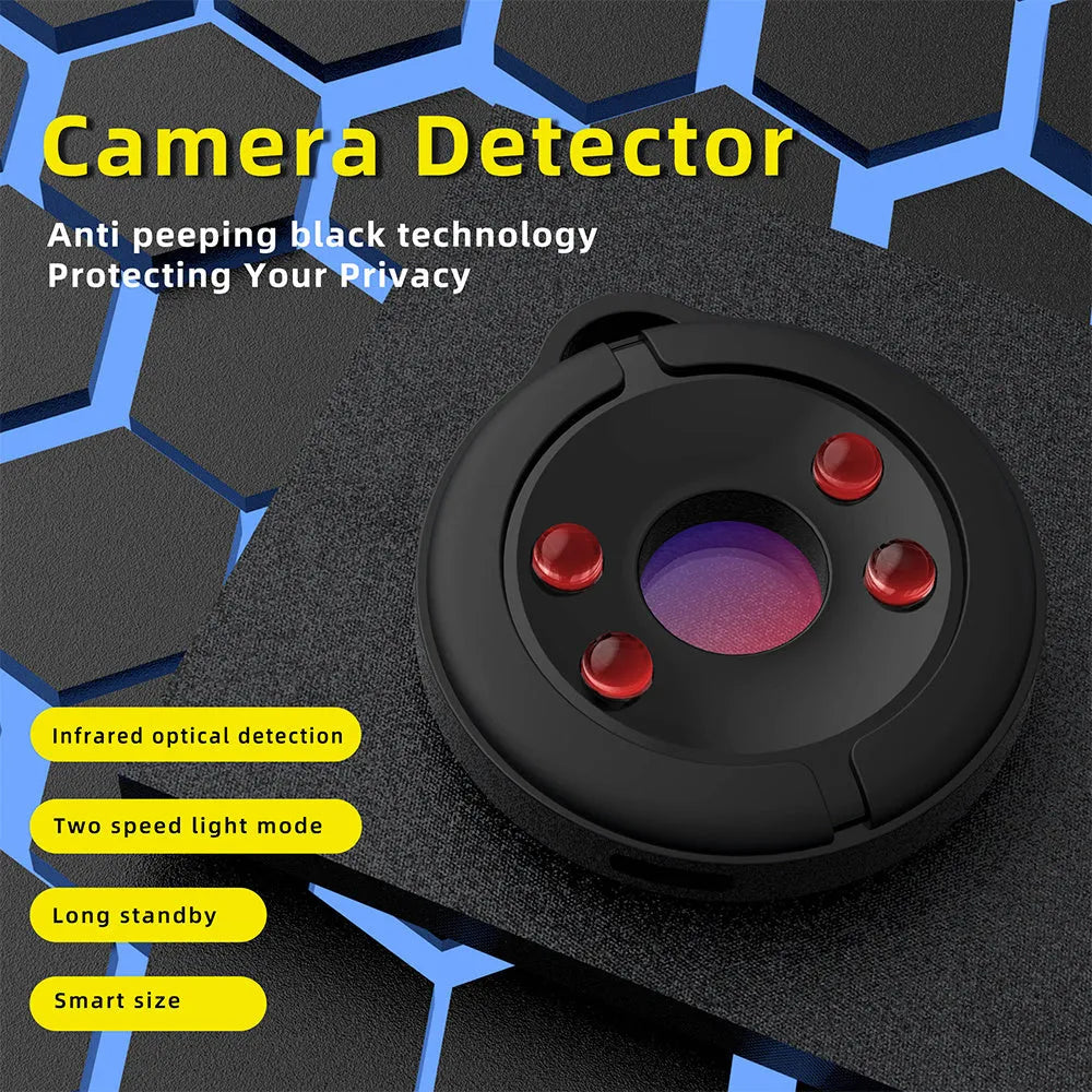 Compact infrared camera detector device for finding hidden surveillance cameras with 5 metre range
