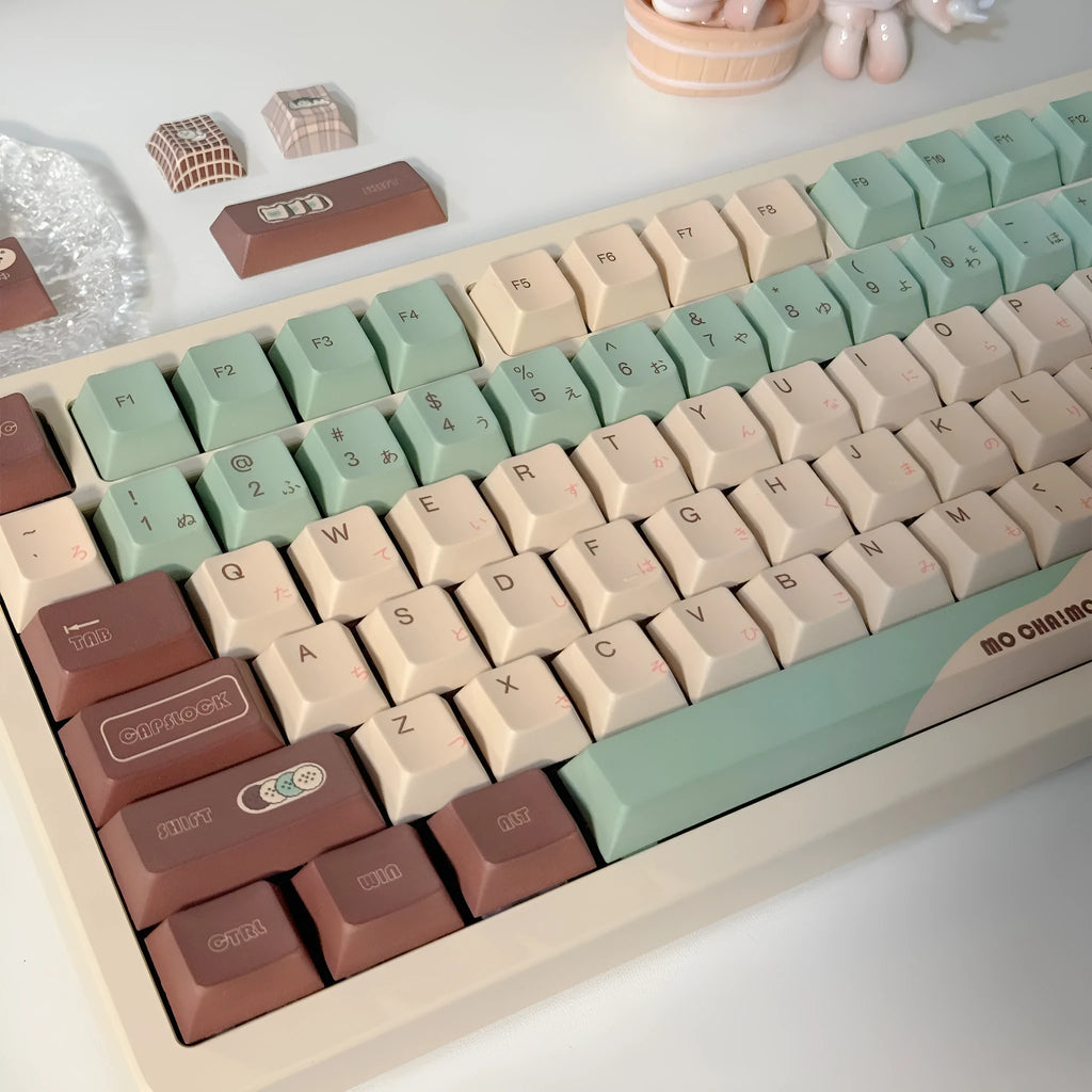 Craft Key CAP Matcha theme keycap set for cross satellite shaft mechanical keyboards.