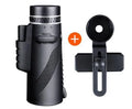 Black HD 40x60 waterproof monocular telescope with 40x magnification for outdoor observation