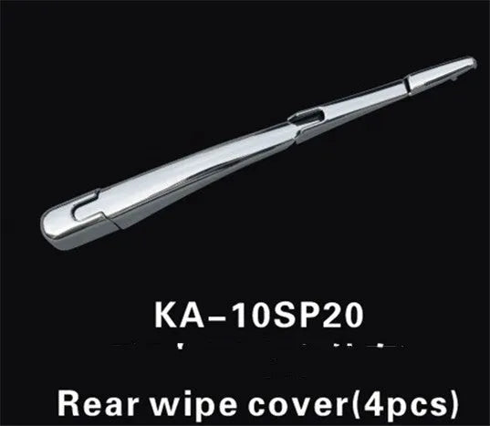 Set of four silvery ABS plastic rear wiper arm cover trims for 2010 Hyundai models.