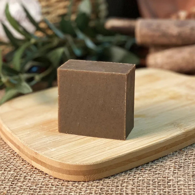 A single 72g bar of nine herb cold process shampoo soap, free from silicone oils.