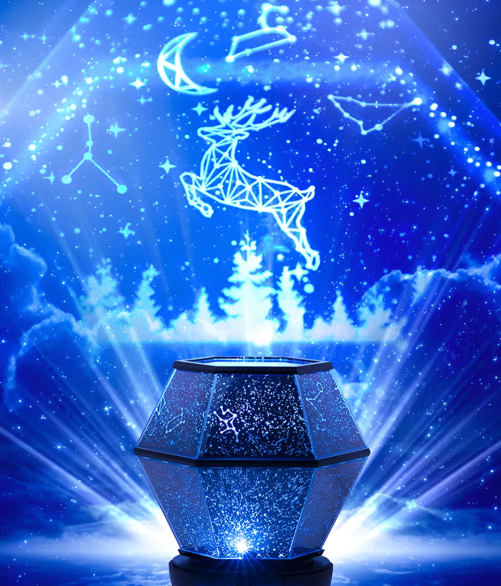 Children's rotating star night light with multicolour LED illumination