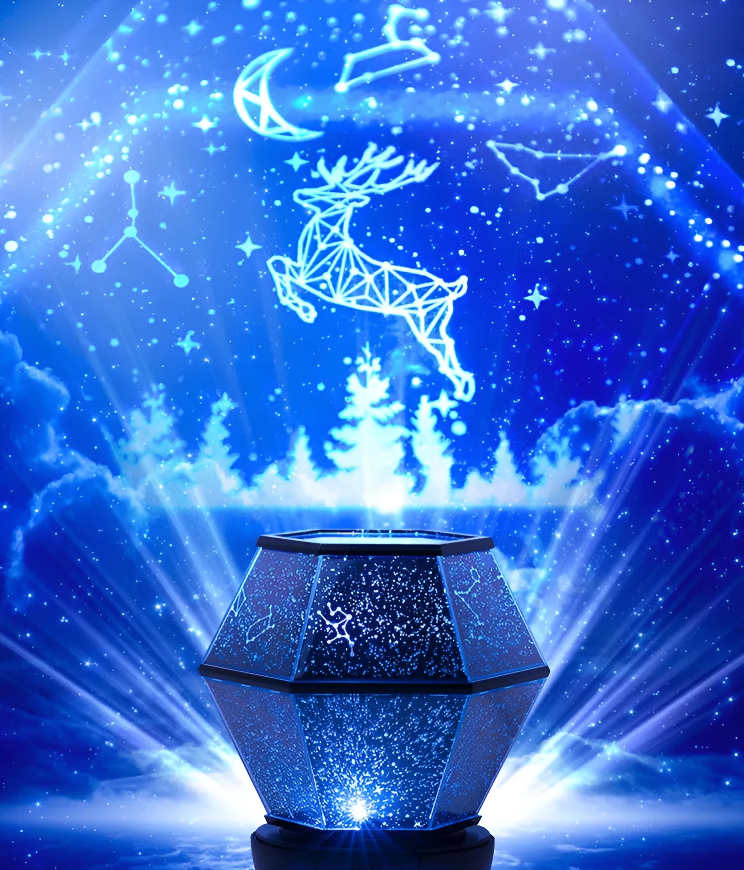 Children's rotating star night light with multicolour LED illumination