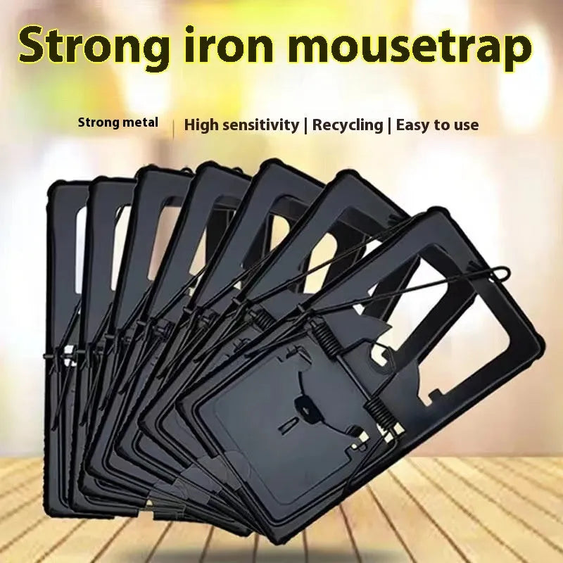 Automatic mouse trap cage with metal spring mechanism and plastic housing in multiple sizes for indoor rodent control