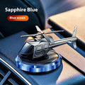 Solar-powered rotating metal car air freshener decoration in silver, black or blue colour