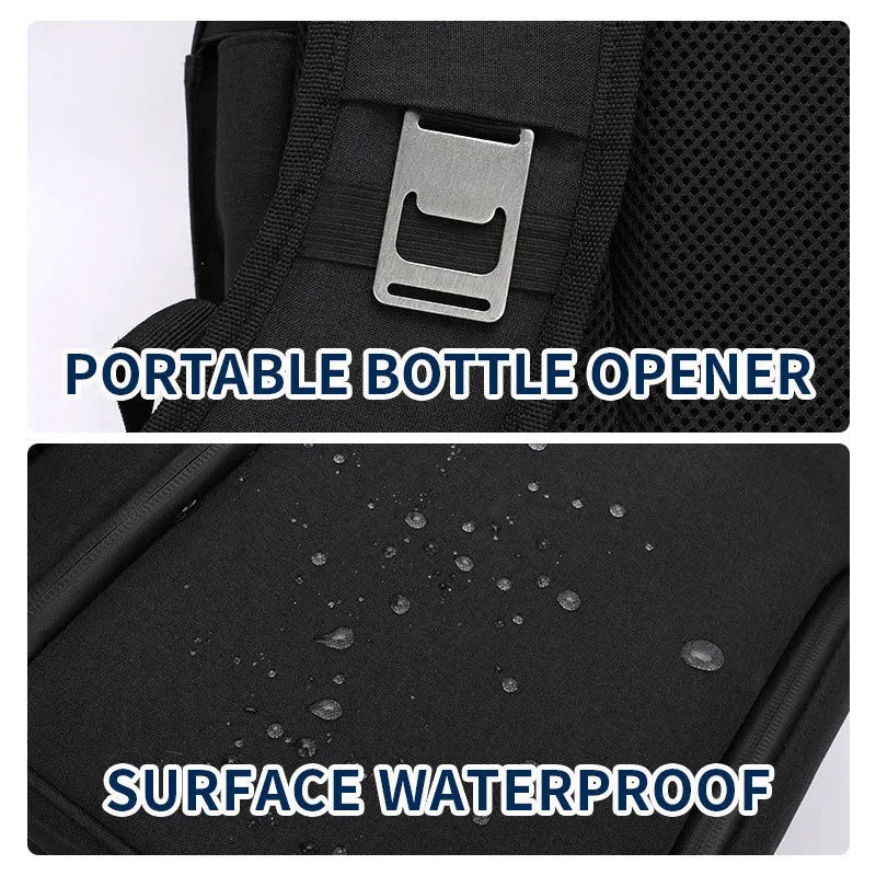 Double layer insulated picnic backpack with ice pack compartment in blue colour
