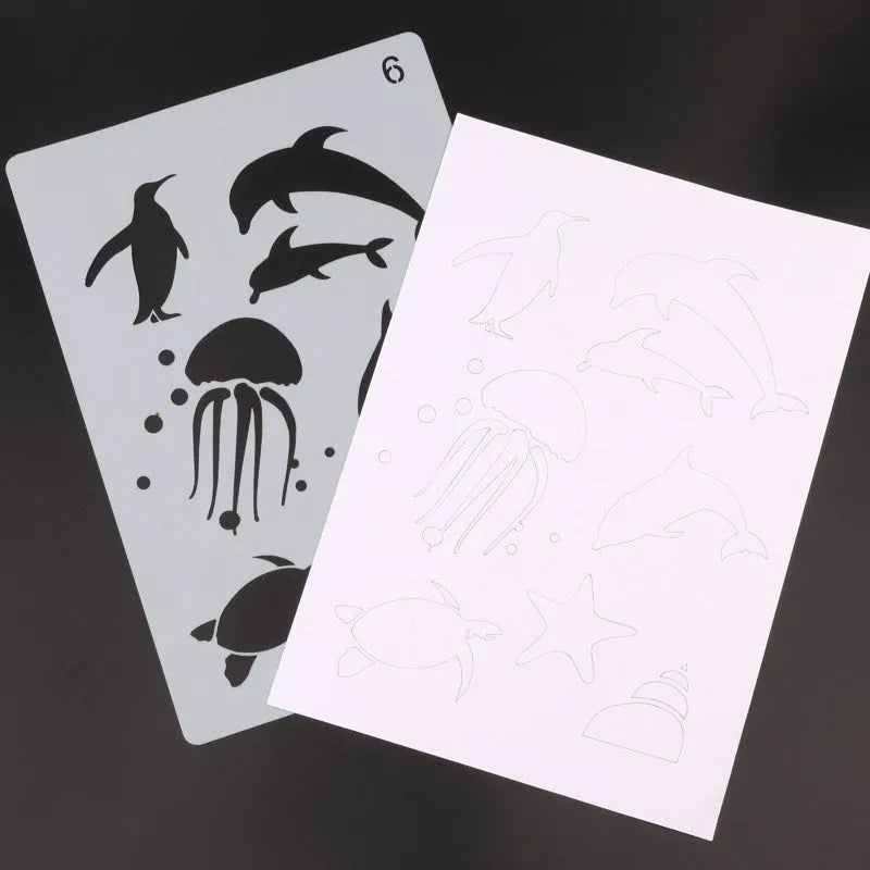 White plastic drawing stencil templates for tracing patterns and designs