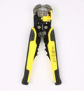 Yellow automatic 3-in-1 wire stripper crimping plier with adjustment screw for electrical work